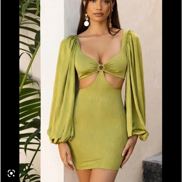 Oh Polly | Dresses | Oh Polly Green Cut Out Balloon Dress | Poshmark